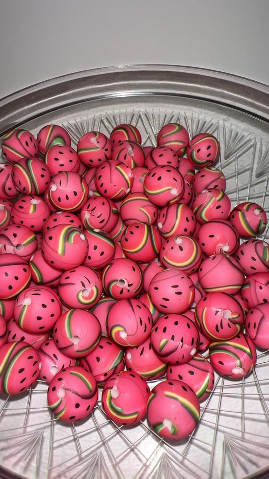 Watermelon Printed Beads